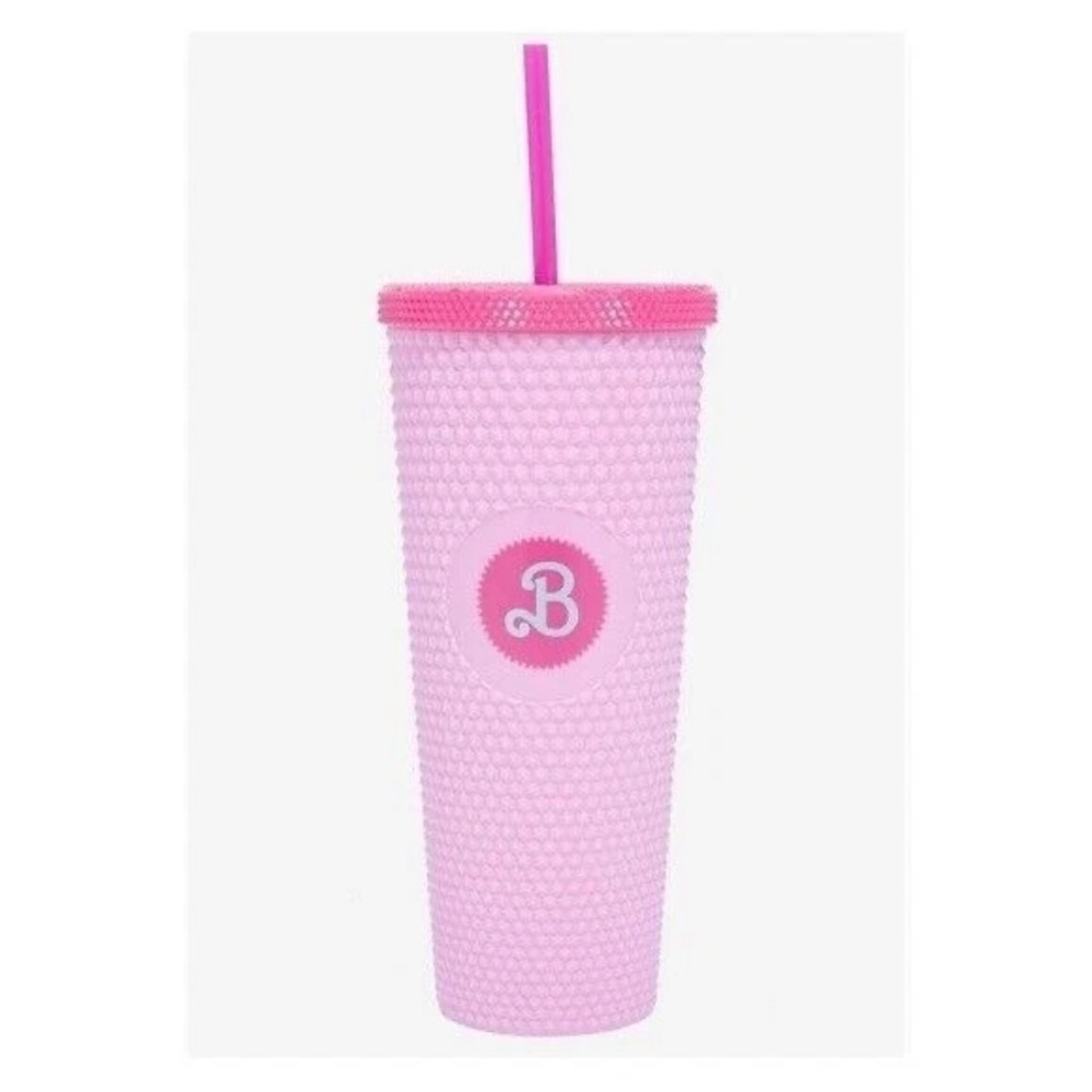 Barbie Pink Textured Tumbler with Straw
